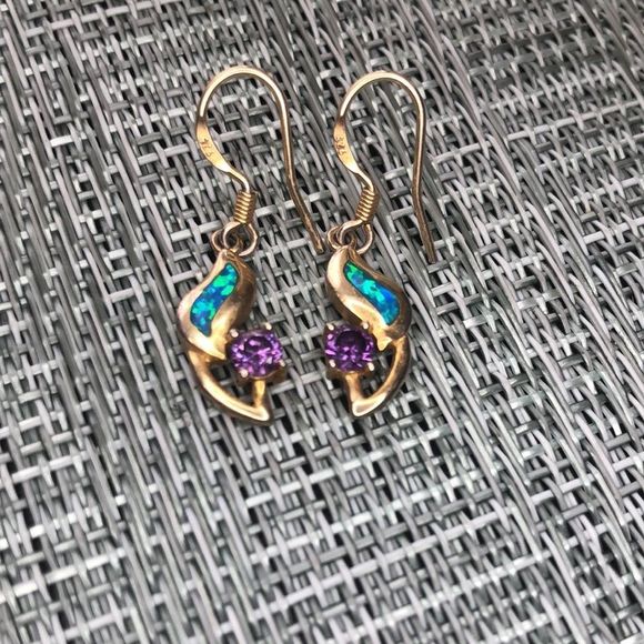 #89 Amethyst And Gold Drop Earrings - Picture 5 of 10